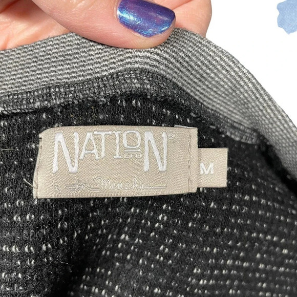 Nation LTD Charcoal Gray Black Marled Knit Pullover Sweater Top Size Medium - Picture 7 of 9